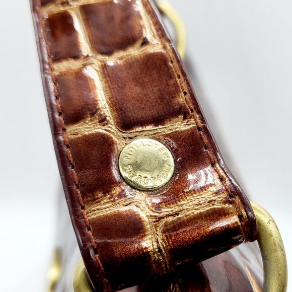 Vintage Kenneth Cole Reaction Brown Leather Mini Croc Embossed Top Handle Bag - Picture 15 of 15